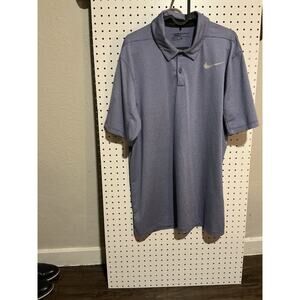 Nike Golf Dri-FIT Polo Shirt Men’s Large Blue White Stripe Standard Fit